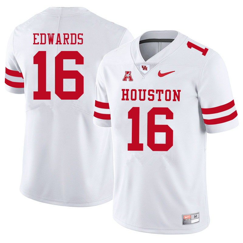 Men #16 Holman Edwards Houston Cougars College Football Jerseys Sale-White - Click Image to Close